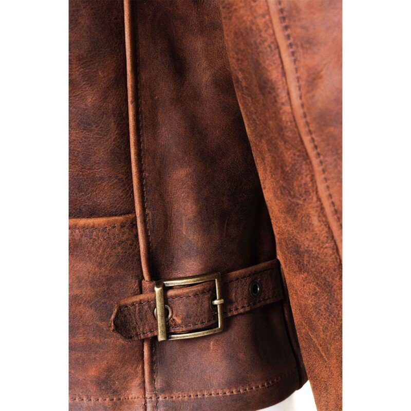 Storm - Heavyweight Oiled Nubuck Brown Leather Delivery Jacket