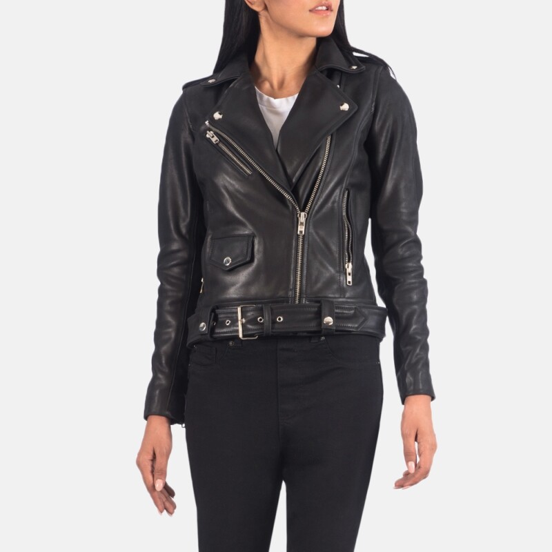 Alison Black Leather Biker Jacket | Core Outfits