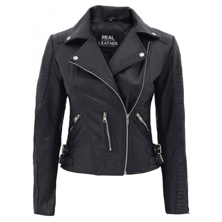Bari Black Leather Moto Jacket Women | Core Outfits
