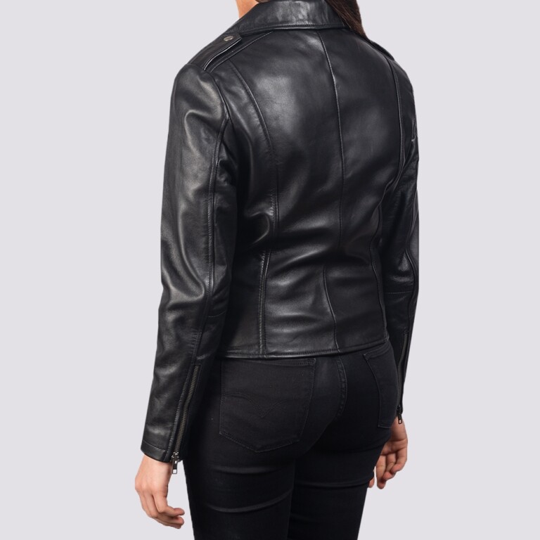 Flashback Black Leather Biker Jacket | Core Outfits
