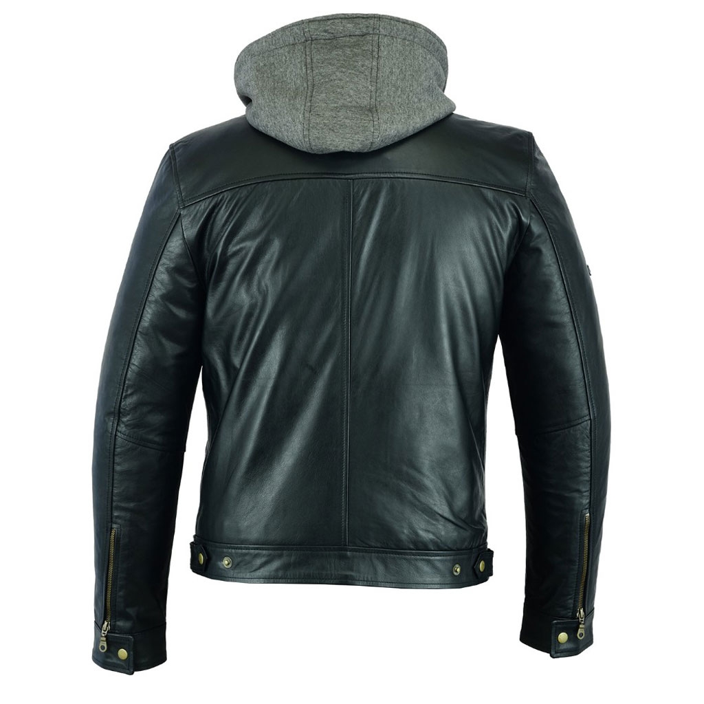 Johnny Reb Mens Black Spur Leather Jacket with Removable Hood - black ...