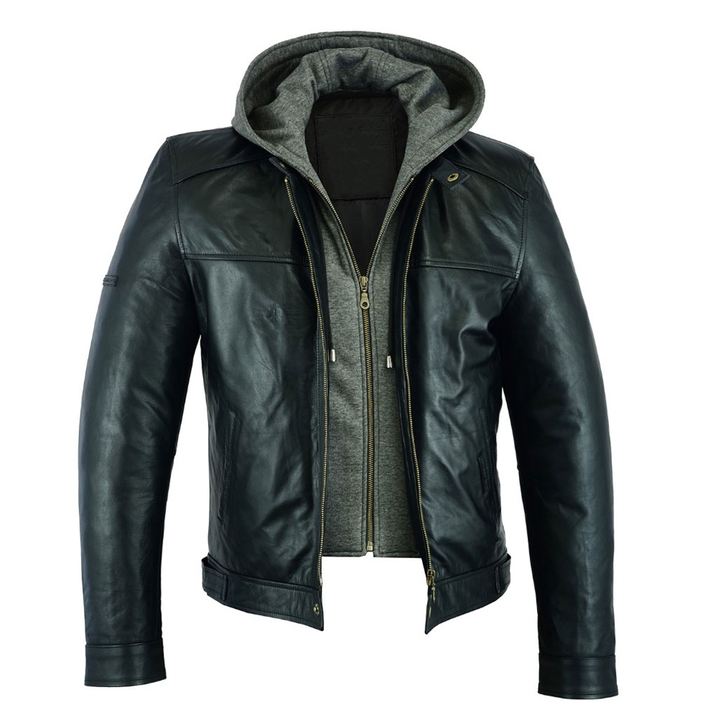 Johnny Reb Mens Black Spur Leather Jacket with Removable Hood - black ...
