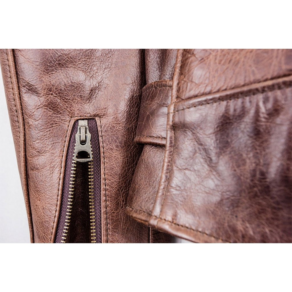 Lightweight Fitted Cowhide Brown Motorcycle Jacket