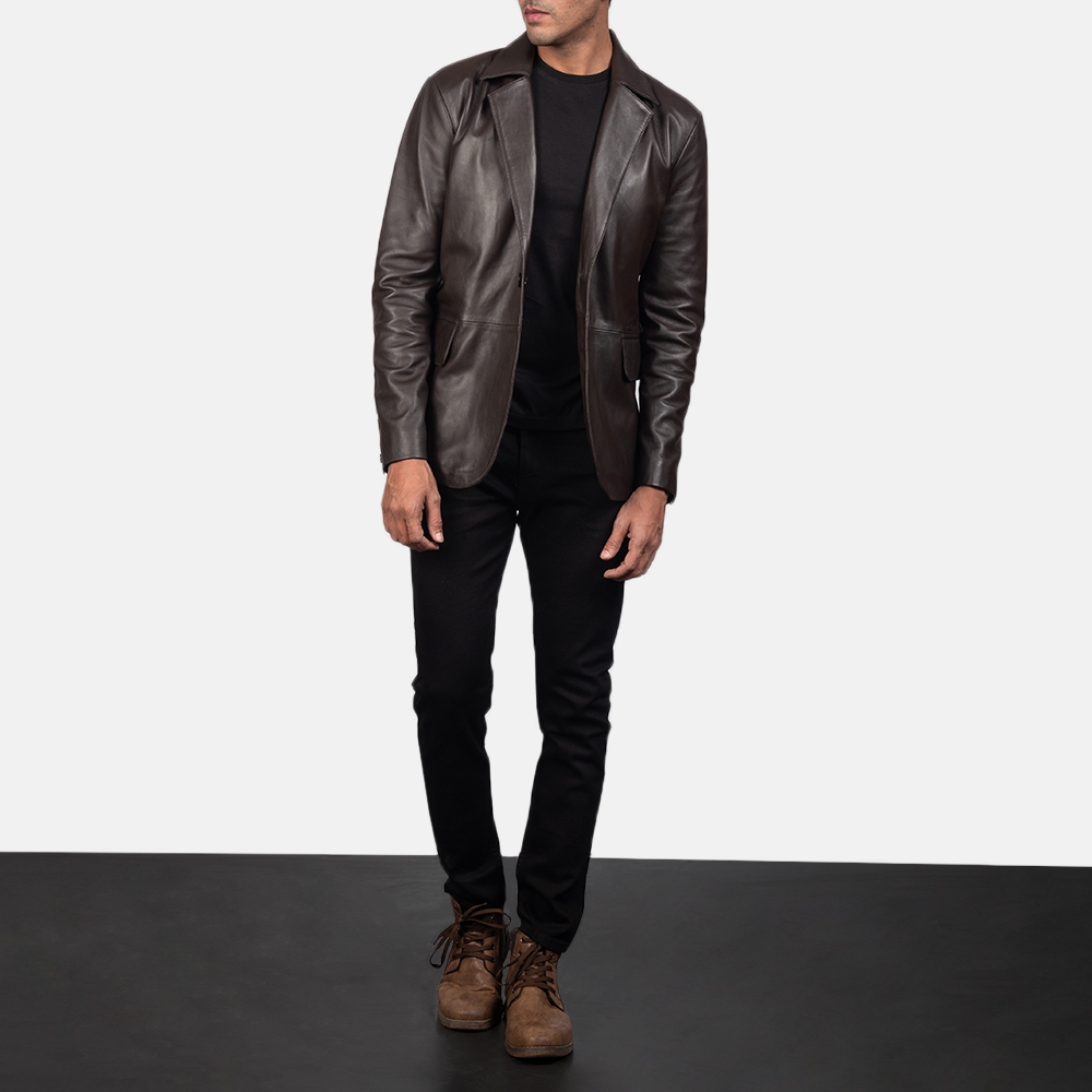 Daron Brown Leather Blazer | Core Outfits