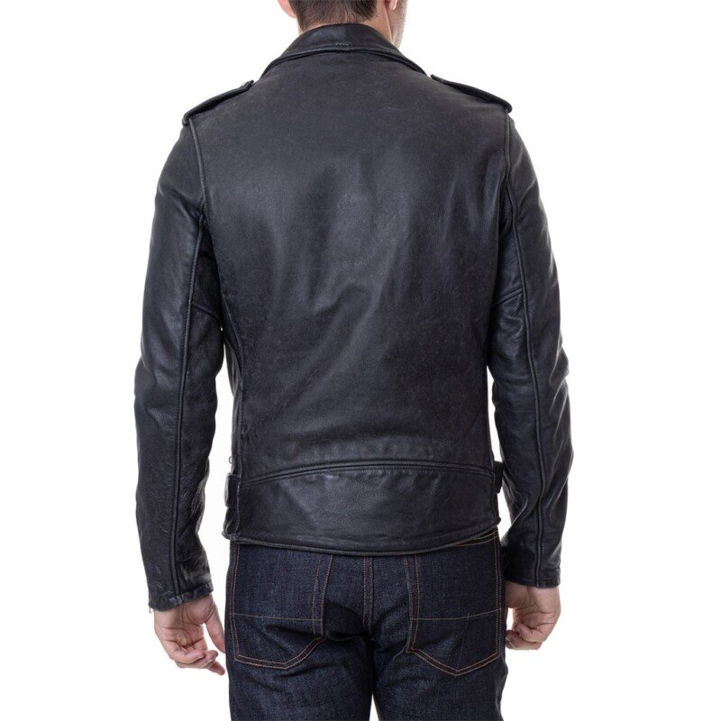 Vintaged Fitted Cowhide Black Leather Motorcycle Jacket