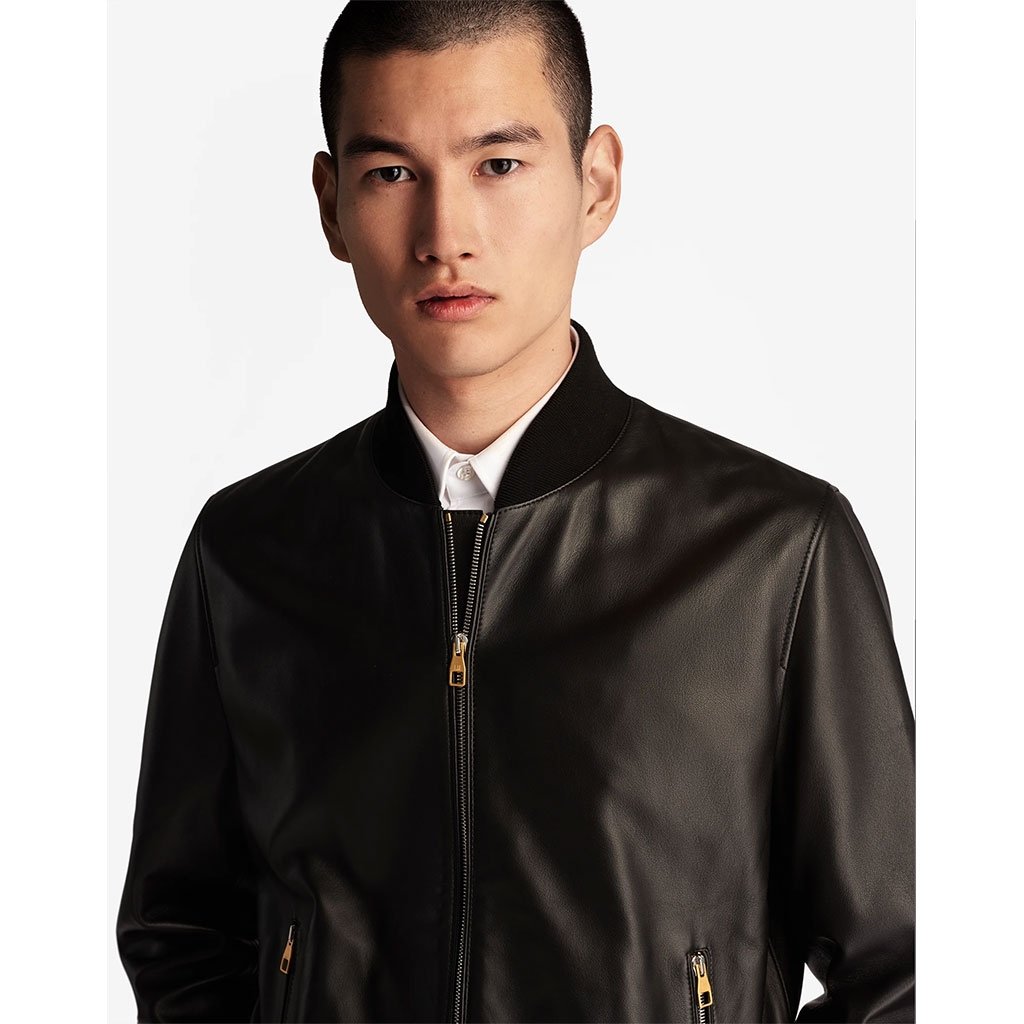 Soft Leather Bomber Black Jacket