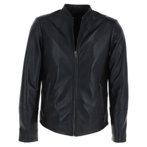 Mens Leather Biker Jacket Black: BR FONS-1