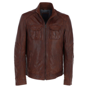 Mens Sheep Leather Jacket Red Brown Jason