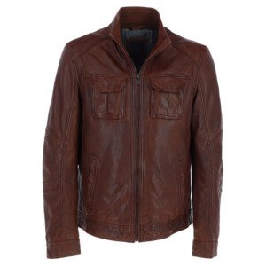 Mens Sheep Leather Jacket Red Brown Jason