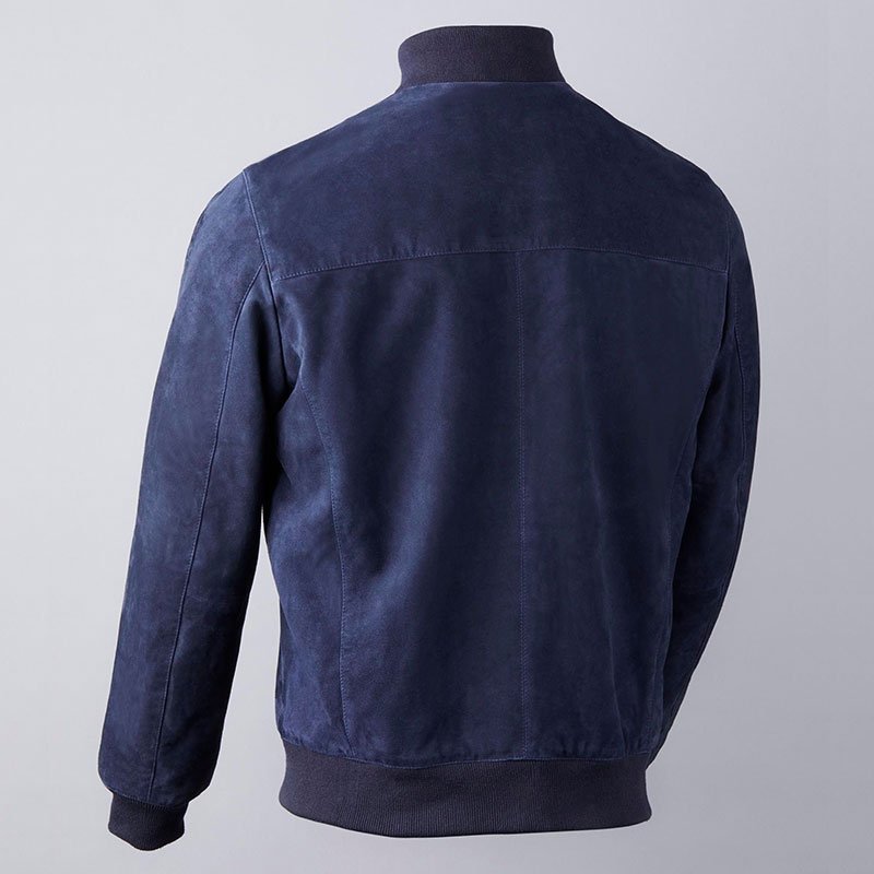 Dalston Suede Bomber Jacket in Navy