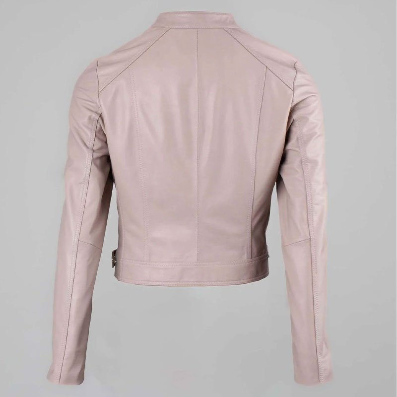 Loweswater II Leather Racer Jacket in Blush Pink
