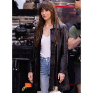 Dakota Johnson Materialists Leather Long Coat