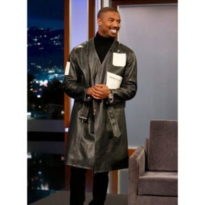 Michael B Jordan Leather Long Coat