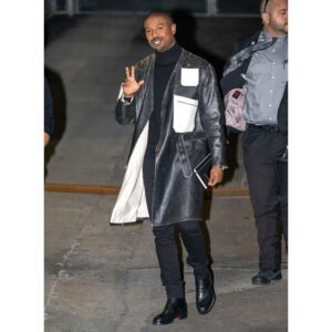 Michael B Jordan Leather Long Coat