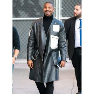 Michael B Jordan Leather Long Coat